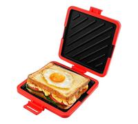 Microwave Toastie Maker, Silicone Sandwich Toaster for Crispy Toasties in Minutes - No Plug Needed, Non-Stick Plates, Dishwasher Safe - Office, Student & Camping Lunch Maker (Red)