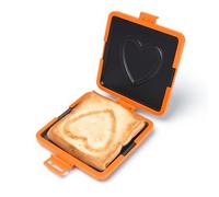 Microwave Toastie Maker with Heart Pattern, Grilled Cheese Maker, Panini Maker for Breakfast, Dishwasher Safe, Orange