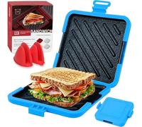 Microwave Toastie Sandwich Maker, 2026 New PerfectToast Microwave Grill, Silicone Cookware Toaster Baking Tray- Fast Cooking, Non-Stick & Easy to Clean (Blue-separate)