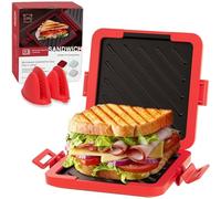 Microwave Toastie Sandwich Maker, 2026 New Silicone Heat Resistant Microwavable Cookware, Quick Cooking and Easy Cleaning, for Breakfast Grill Snacks (Red-Linked)