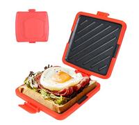 Microwave Toastie Sandwich Maker, 3-in-1 Toastie Panini Press with Dishwasher Safe Design No Electricity Needed Fast Cooking for Travel Friendly/Office/Home, Red
