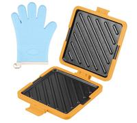 Microwave Toastie Sandwich Maker and Grill Silicone Microwaveable Cookware Non-stick Panini Press Rapid Heating Pizza Pockets No Electricity Mini Personal Sandwich Maker for Cooking (orange+gloves)