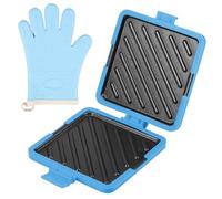 Microwave Toastie Sandwich Maker and Grill Silicone Microwaveable Cookware Non-stick Panini Press Rapid Heating Pizza Pockets No Electricity Mini Personal Sandwich Maker for Cooking (blue+gloves)