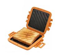 Microwave Toastie Sandwich Maker, Heat-Resistant Silicone Shell, Advanced HeatWave Technology, Non-Stick Coating, Easy to Clean, Makes Toast, Sandwiches, Paninis and Burgers, Orange