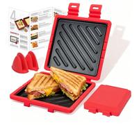 Microwave Toastie Sandwich Maker, Microwave Toastie Maker with Removable Non-Stick Plates, Quick Cooking and Easy Cleaning，Breakfast Sandwich Maker Perfect for Sandwiches,Paninis, and Fried Eggs (Red)