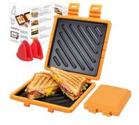 Microwave Toastie Sandwich Maker,Microwave Toastie Maker with Removable Non-Stick Plates,Quick Cooking and Easy Cleaning,Breakfast Sandwich Maker Perfect for Sandwiches,Paninis,and Fried Eggs (Orange)