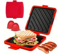 Microwave Toastie Sandwich Maker, No Electricity Egg Mcmuffin Maker, Mini Panini Toaster, Dishwasher Safe, Wireless Time Saving, for Home Apartment Dorm Travel red