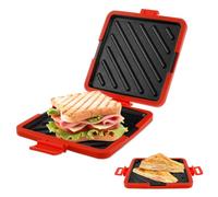 Microwave Toastie Sandwich Maker Non Stick Microwavable Toastie Makers with Adjustable Silicone Straps Wireless Toastie Maker Heatwave Technology Breakfast Sandwich Maker for Bread Sandwich (red)