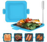 Microwave Toastie Sandwich Maker, Removable Silicone Microwave Toastie Maker with Non-Stick Plates and Butter Knife, Breakfast Sandwich Maker for Paninis & Fried Eggs, Quick Cooking and Easy Cleaning