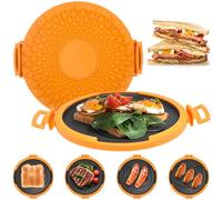 Microwave Toastie Sandwich Maker, Silicone Micro Toastie Maker with Removable Non-Stick Plates, eatwave Technology Wireless Bread Grilled Pan for Crispy Cheese Sandwich Paninis Fried Eggs(orange)