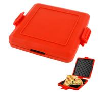 Microwave Toastie Sandwich Maker, Silicone Microwaveable Cookware Wireless Toastie Maker, Heatwave Technology Sandwich Toaster, Nonstick Plate Sandwich Maker for Cooking Crispy Sandwiches (Red)