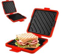 Microwave Toastie Sandwich Maker Silicone Microwaveable Cookware Wireless Toastie Maker Nonstick Plate Sandwich Maker Heatwave Technology Sandwich Toaster for Cooking Delicious Crispy Sandwiches(red)