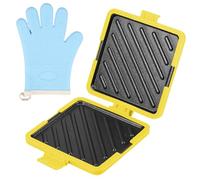 Microwave Toastie Sandwich Maker Silicone Microwaveable Cookware Wireless Toastie Maker Nonstick Plate Sandwich Maker Heatwave Technology Sandwich Toaster for Cooking Crispy Sandwiches (Yellow+Gloves)