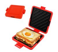 Microwave Toastie Sandwich Maker Wireless Toastie Maker Silicone Microwaveable Cookware Nonstick Plates Heatwave Technology for Cooking Delicious Crispy Sandwiches (Red)