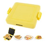Microwave Toastie Sandwich Maker,Wireless Toastie Maker with Adjustable Silicone Straps,Nonstick Plate Breakfast Sandwich Maker,Camping Sandwich Toaster for Cooking Crispy Sandwiches (Yellow)