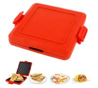 Microwave Toastie Sandwich Maker,Wireless Toastie Maker with Adjustable Silicone Straps,Nonstick Plate Breakfast Sandwich Maker,Camping Sandwich Toaster for Cooking Crispy Sandwiches (Red)