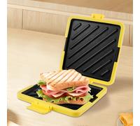 Microwave Toastie Sandwich Maker with Adjustable Silicone Straps Wireless Toastie Maker Nonstick Plate Sandwich Maker Heatwave Technology Sandwich Toaster for Cooking Delicious Crispy (Yellow)