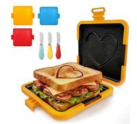 Microwave Toastie Sandwich Maker with Butter Knife, Microwave Toaster, Love Printed Sandwich Maker, Panini Maker,Dishwasher Safe Design No Electricity Needed Fast Cooking (Orange)
