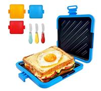 Microwave Toastie Sandwich Maker with Butter Knife, Microwave Toaster, Sandwich Maker, Panini Maker,Dishwasher Safe Design No Electricity Needed Fast Cooking for Travel Friendly/Office/Home (Blue)