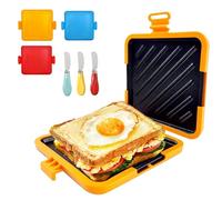 Microwave Toastie Sandwich Maker with Butter Knife, Microwave Toaster, Sandwich Maker, Panini Maker,Dishwasher Safe Design No Electricity Needed Fast Cooking for Travel Friendly/Office/Home (Orange)
