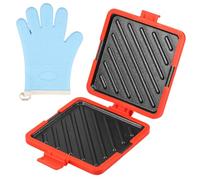 Microwave Toastie Sandwich Maker with Gloves Nonstick Microwave Toaster Maker Easy Cheese Toastie Makers Portable Grilled Cheese Makers for Sandwiches Hot Dogs(Red)