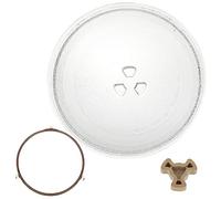 Microwave Turntable Glass Plate, 245mm Microwave Plate Replacement with Fixers, Durable Microwave Glass Plate, Turntable Ring and Support Included