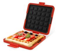 Microwave Waffle Maker, Non Stick & NO Electricity & Wireless Microwave Sandwich Toaster Maker Fast Cooking Mini Waffle Maker for Baking Crispy Flavorful Waffle, Dishwasher Safe (Red)