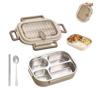 Microwaveable Stainless Steel Insulated Bento Box,2025 Upgrade Large Capacity 304 Stainless Steel Portable Leakproof Lunch Food Containers Set with Soup Bowl Spoon and Fork (4Grids-2000ML)