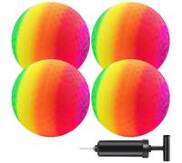 Micsoa Mic Playground Balls Kickballs 8.5 Inch, Rainbow Playground Ball Set for Kids and Adults, Dodgeball Kick Balls Handball for Indoor & Outdoor Schoolyard Games with Hand Pump(4 Pack)