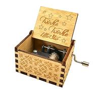 Micteney Twinkle Twinkle little Star Music Box,Hand Cranked Wood Music Box Antique Carved Wooden Decorative Box