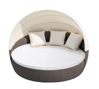 MICTONY Outdoor Daybed Cushion Cover, 66" Replacement Daybed Cover with Elastic Band, Sun Bed Cushion Cover, Outdoor Round Bed Cushion, Cover ONLY (Daybed NOT Included) (White)