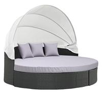 MICTONY Outdoor Daybed Cushion Cover, 66" Replacement Daybed Cover with Elastic Band, Sun Bed Cushion Cover, Outdoor Round Bed Cushion, Cover ONLY (Daybed NOT Included), Grey