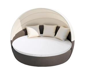 MICTONY Outdoor Daybed Cushion Cover, 66" Replacement Daybed Cover with Elastic Band, Sun Bed Cushion Cover, Outdoor Round Bed Cushion, Cover ONLY (Daybed NOT Included) (White)