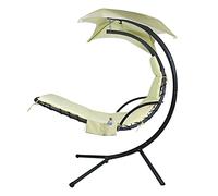 MICTONY Outdoor Hanging Lounge Chair Replacement Cushion Cover and Umbrella Fabric, Made for Patio Curved Chaise Hammock Floating Swing Chair Pads, Waterproof Soft Fabric, White or Canary Yellow