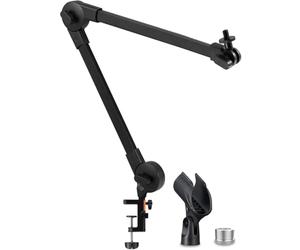 Mictop Microphone Boom Arm Mic Stand, Adjustable Suspension Boom Scissor Arm Stand with Mic Clip Holder and Heavy Duty Clamp for Streaming Podcast Recording Studio