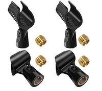 Mictop Universal Microphone Clip Holder with 5/8" Male to 3/8" Female Screw Adapter Suitable for Handheld Microphones, 4 Pack