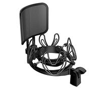 Mictop Universal Microphone Shock Mount with Pop Filter for All Microphones Size at 21mm-62mm, Includes Anti-Vibration Mic Holder and Pop Filter (Black)