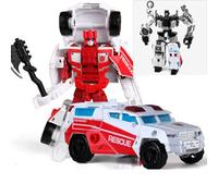 MICToy Transform Toys, Deformable Car Toy, Boy Gift Model, 5-in-1 Combination Deformation Robot 33cm, Suitable for Children and Adults Aged 12 and Above-Ambulance