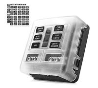 MICTUNING 6-Circuit Blade Fuse Block,6-Way Fuse Box Block Holder with LED Indicator Waterproof Durable Protection Cover Sticker Lable For Automotive Car Boat Marine SUV BUS Subway