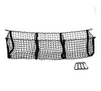 MICTUNING Cargo Net with Hooks,Van Storage Three Pocket Trunk Cargo Organizer Storage Net-Heavy Duty Cargo Net for Car,SUV,Pickup Truck Bed - Black Mesh with Free Four Metal Carabiners.(47*11*12)inch