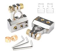 MICTUNING Marine Battery Terminals,4 Terminal Connectors,Negative and Positive Copper Plate Cable Clamp Quick Connector for Boat Caravan Van Motorhome Motorcycle (4-way)