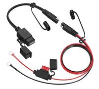 MICTUNING Motorcycle USB Charger,SAE to USB Cable Adapter SAE Quick Disconnect 2.1A Waterproof USB Port with Inline Fuse, Socket Cable 12V-24V for Motorcycle Cellphone Tablet GPS More