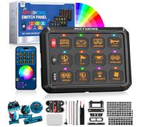 MICTUNING P1S-APP RGB 12 Gang Switch Panel with APP Control, High Power 6-Level Brightness Multifunction Toggle Strobe Momentary Pulse Circuit Control Relay System Box for Car