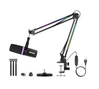Micufuns Vocal Dynamic Microphone, XLR/USB Podcast Recording PC Microphone,Studio Metal Mic with Mute, Headphone Jack, Monitoring Volume Control,with RGB Microphone Boom arm (M338-A)