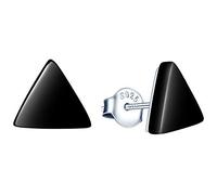 MicVivien 925 Sterling Silver Black Onyx Agate Dot Circle Square Triangle Asymmetrical Stud Earrings Minimalist Earrings for Women Girls