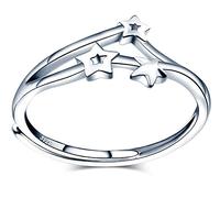 MicVivien 925 Sterling Silver Rings Three Stars Ring for Women Girls Adjustable