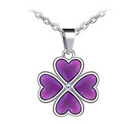 MicVivien Color Changing Necklace for Women Girls, Heart/Four Leaf Clover/Butterfly/Star Pendant Necklace Color Change by Temperature - Magic Mood Pendant Necklace Jewelry