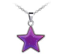 MicVivien Color Changing Necklace for Women Girls, Heart/Four Leaf Clover/Butterfly/Star Pendant Necklace Color Change by Temperature - Magic Mood Pendant Necklace Jewelry