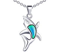 MicVivien Colour Changing Mermaid/Shark/Bear/Dinosaurs/Dolphin Pendant Necklace Stainless Steel Boys Girls Mood Necklaces Fashion Jewellery