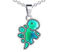 MicVivien Colour Changing Mermaid/Shark/Bear/Dinosaurs/Dolphin Pendant Necklace Stainless Steel Boys Girls Mood Necklaces Fashion Jewellery